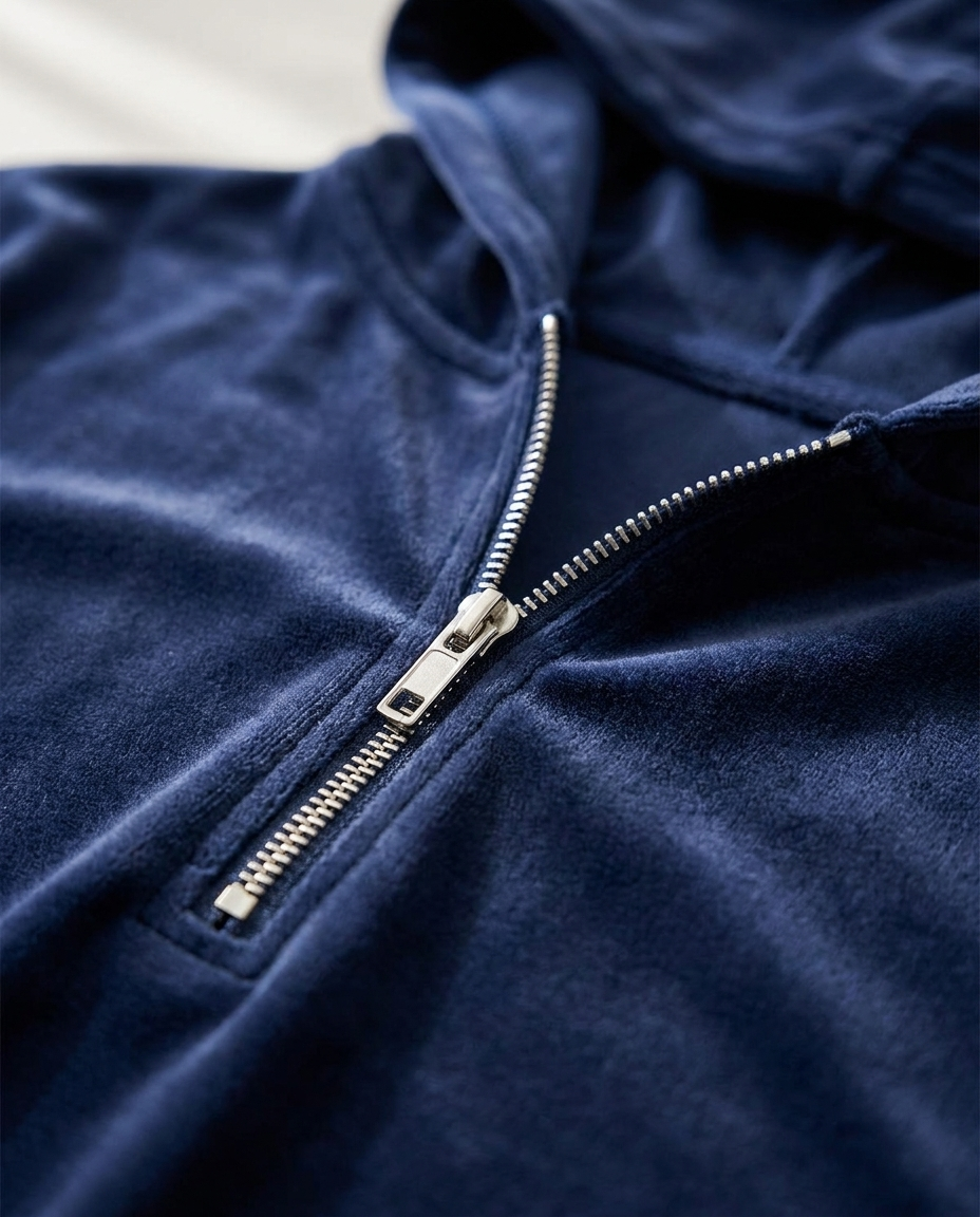Relaxed Quarter-Zip Hoodie - close-up detail