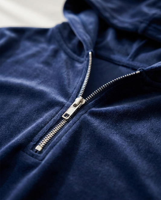 Relaxed Quarter-Zip Hoodie - close-up detail