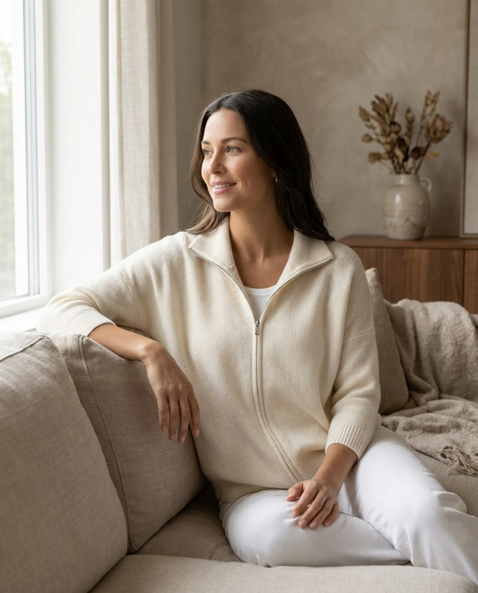 Stand Collar Zip Cardigan - lifestyle shot